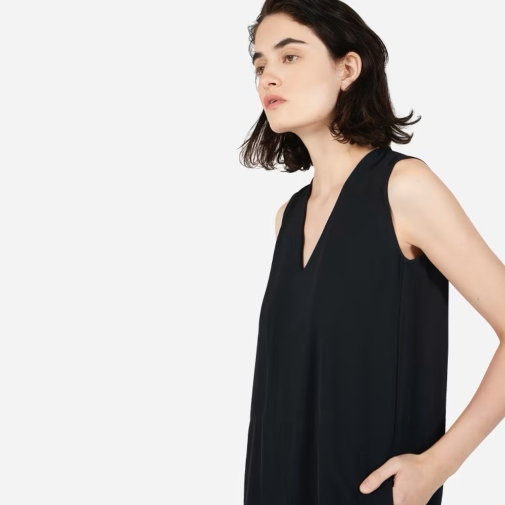 Everlane The Japanese GoWeave Sleeveless V-Neck Black Dress, Size 0
